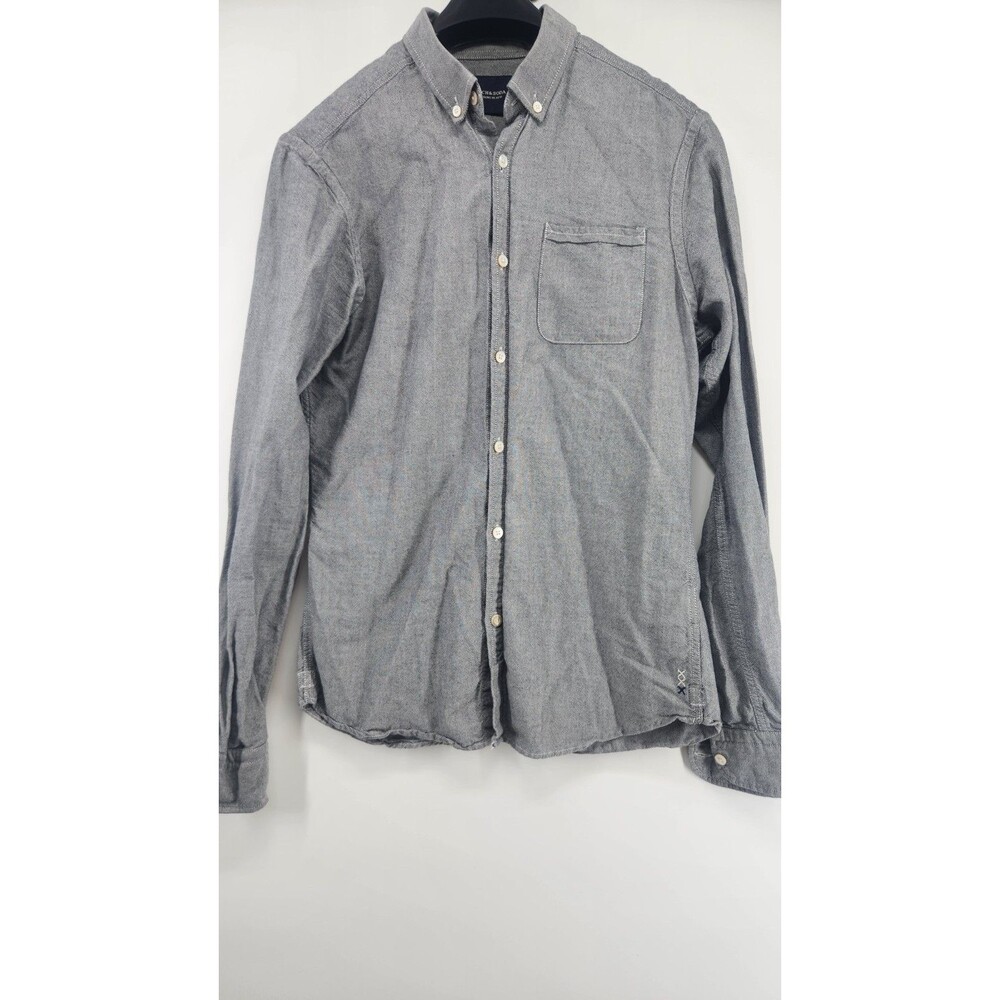 SCOTCH & SODA Men S Gray‎ Slim Fit Front Pocket Long Sleeve 100% Cotton Shirt